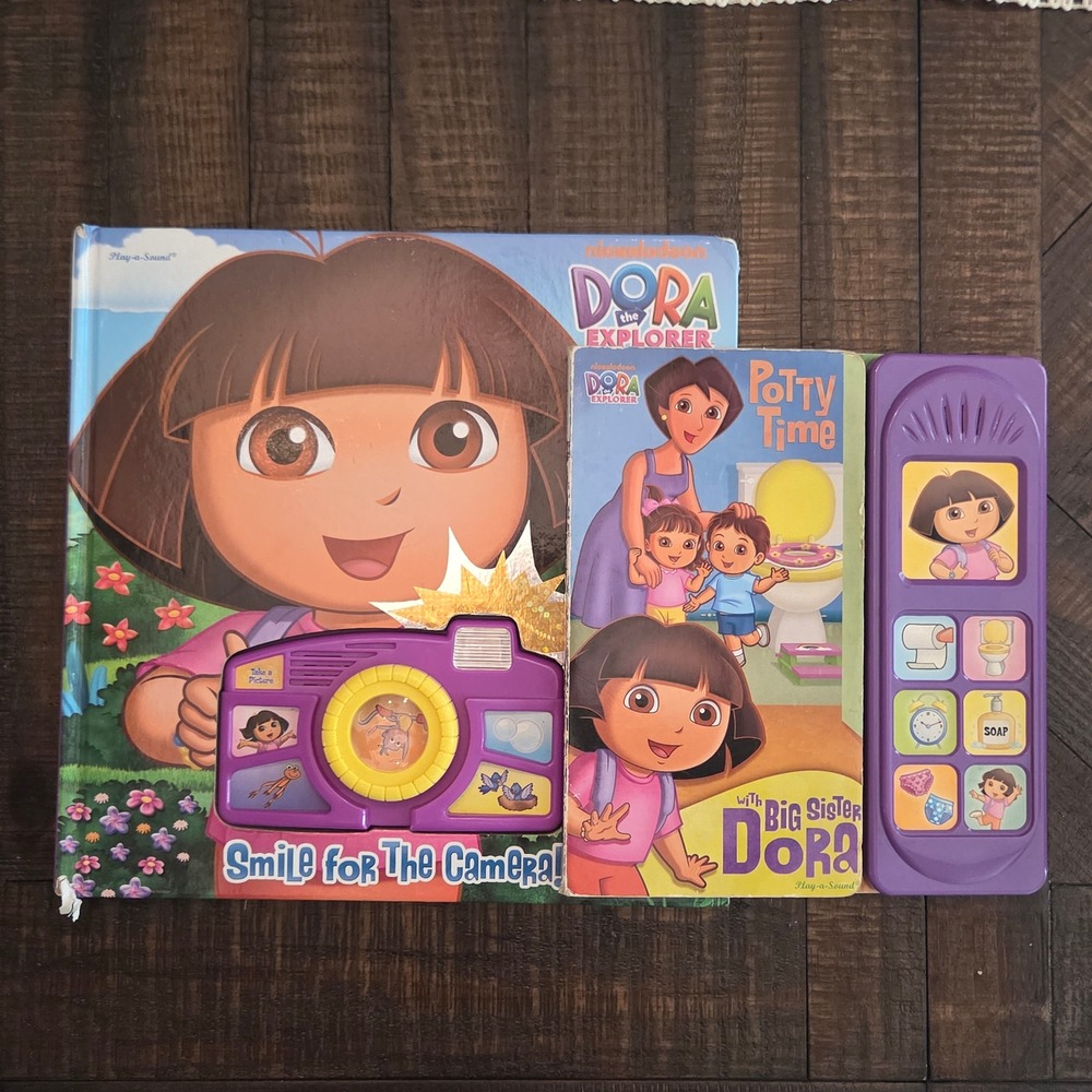 Lot 2 Dora the Explorer Sound Books Potty Time Big Sister & Smile for the Camera